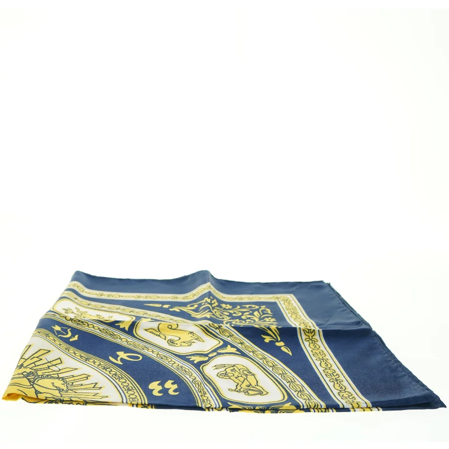 Blåt og gult tørklæde med zodiaktegn fra Bianchini Férier (str. 75 x. 78 cm)