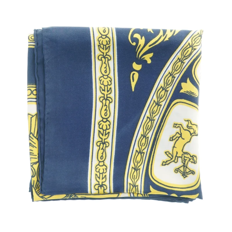 Blåt og gult tørklæde med zodiaktegn fra Bianchini Férier (str. 75 x. 78 cm)