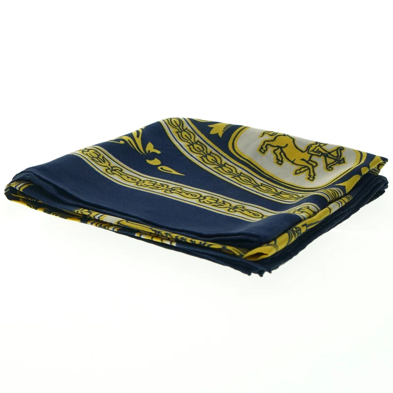 Blåt og gult tørklæde med zodiaktegn fra Bianchini Férier (str. 75 x. 78 cm)