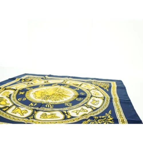 Blåt og gult tørklæde med zodiaktegn fra Bianchini Férier (str. 75 x. 78 cm)