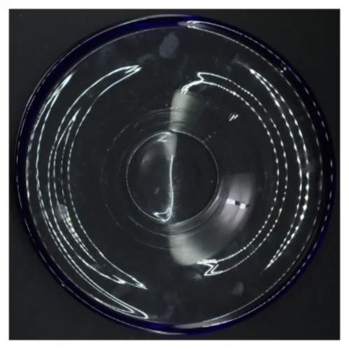 Glasfad med blå kant (str. 23,5 cm)