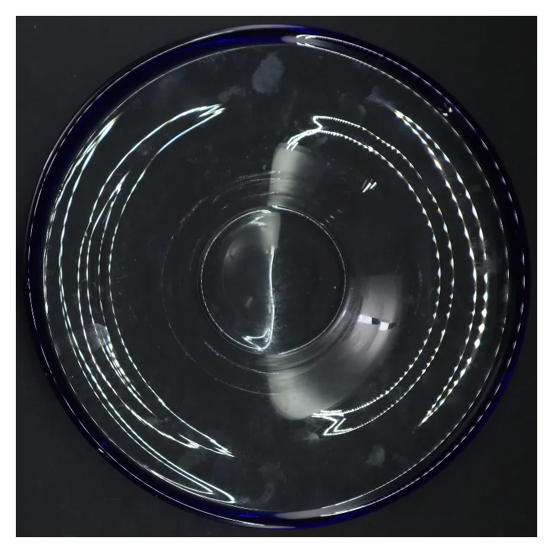 Glasfad med blå kant (str. 23,5 cm)