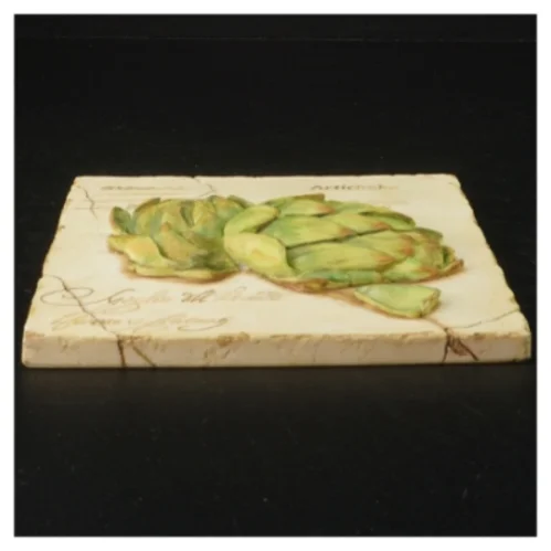 Dekorativ planche med artiskok motiv (str. 17 x 16 cm)