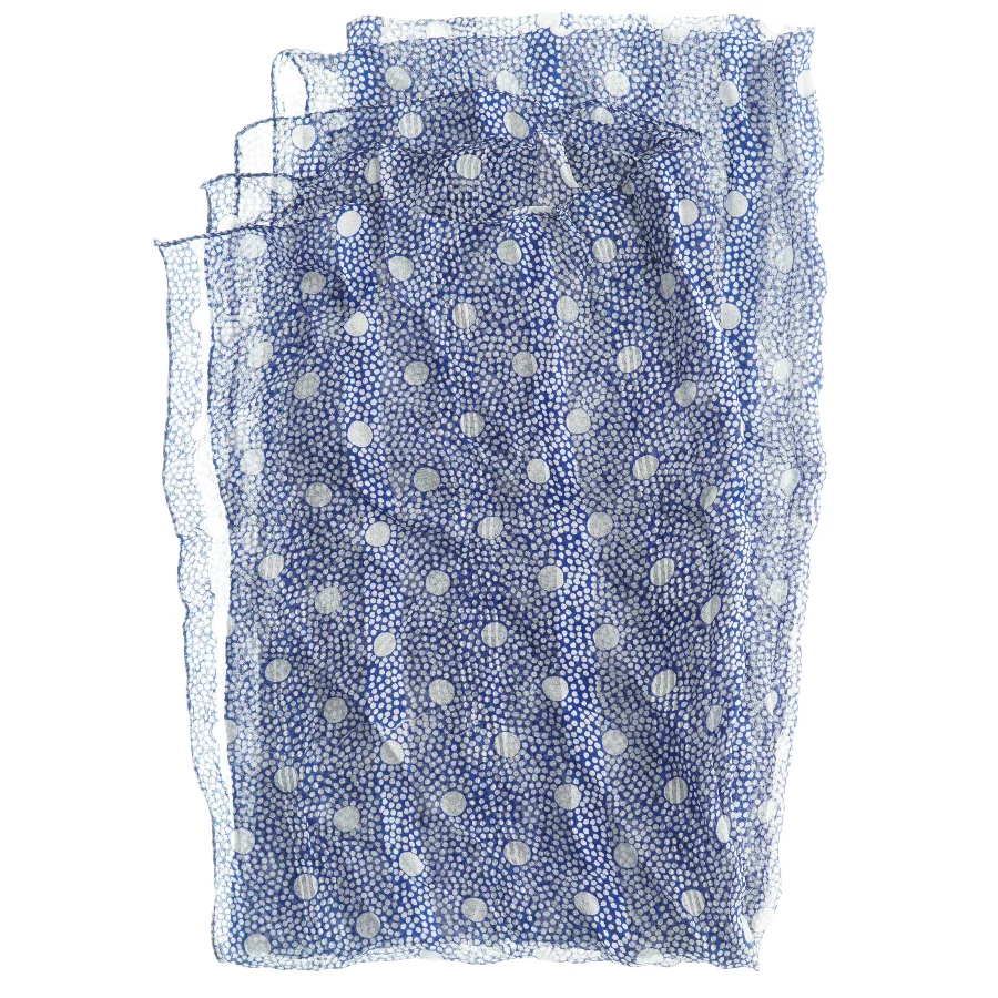 Blå mønstret sjal (str. 52. x, 175 cm)