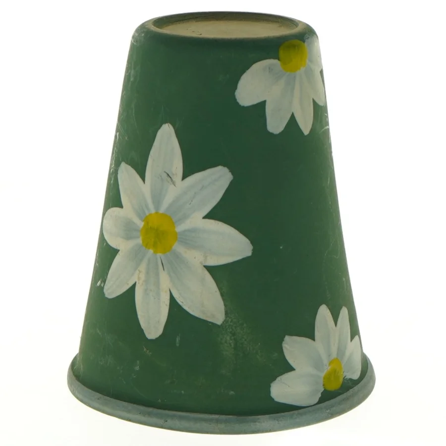 Keramik vase med margueritmønster (str. 12 x 10 cm)