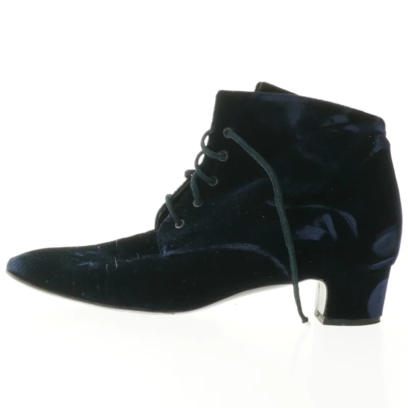 Blå velour damestøvler med snøre fra Emma Hope (str. 39)