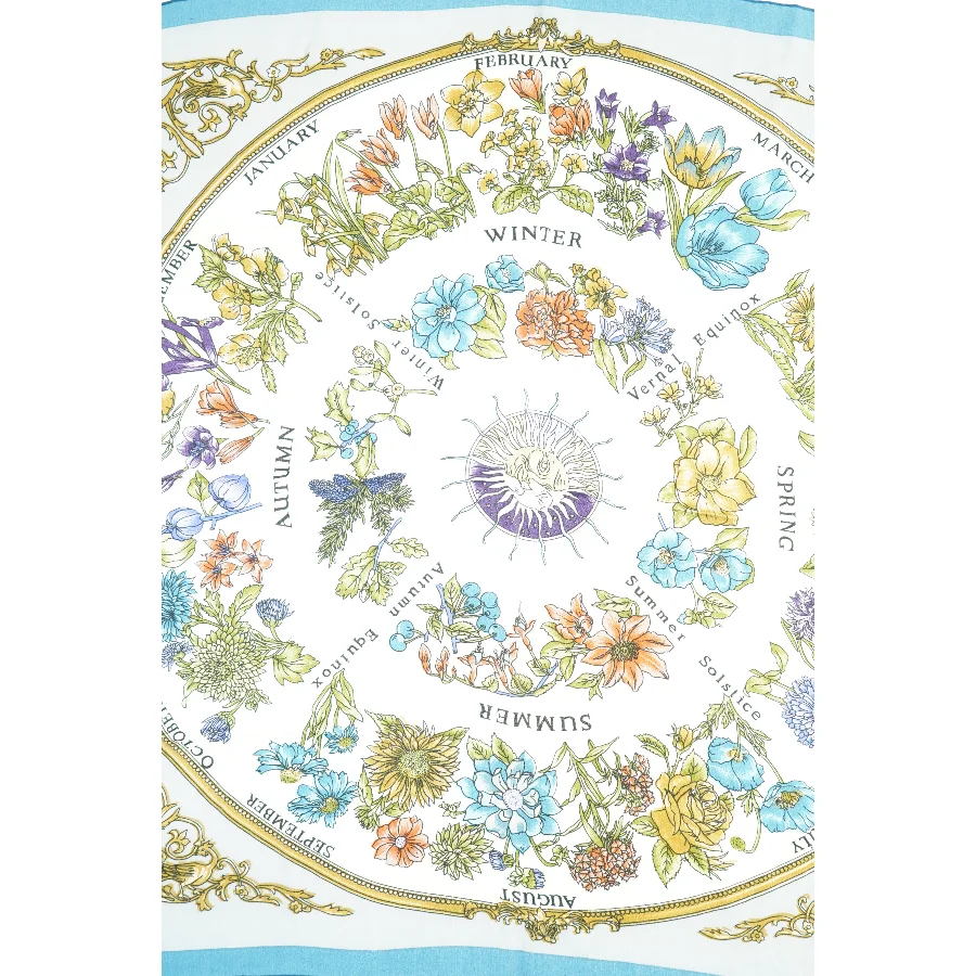 Tørklæde med blomsterprint (str. 90 x 85 cm)