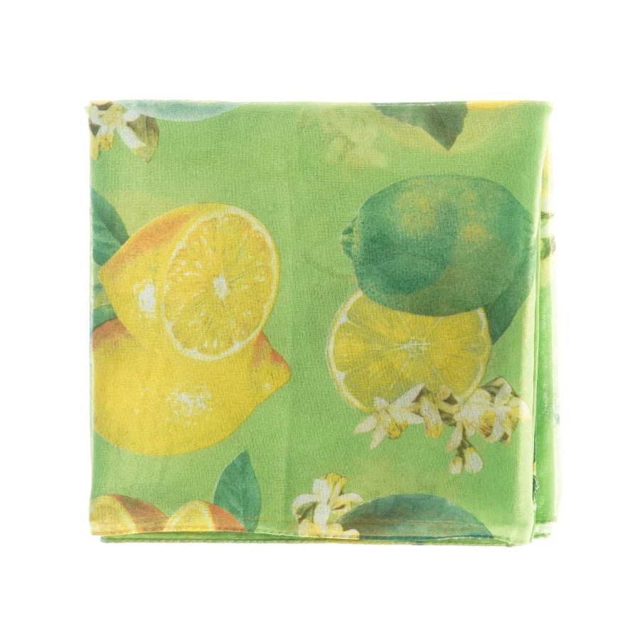 Tørklæde med citronmotiv (str. 155 x. 37 cm)