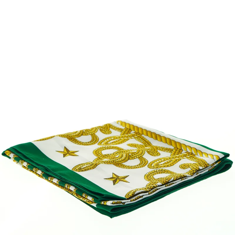 Dekorativ grøn og gul mønstret dug (str. 85 x 85 cm)