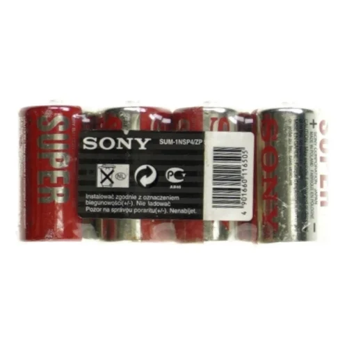 4 Batterier - størrelse D fra Sony (str. 13 x 6 cm)