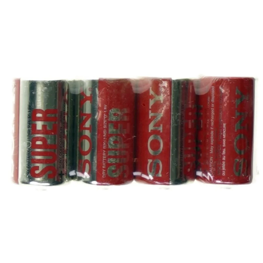 4 Batterier - størrelse D fra Sony (str. 13 x 6 cm)