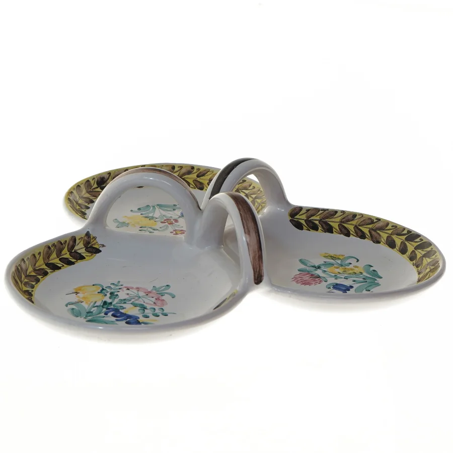 Keramisk serveringsfad med tre rum fra Lars Syberg (str. 27x27 cm)