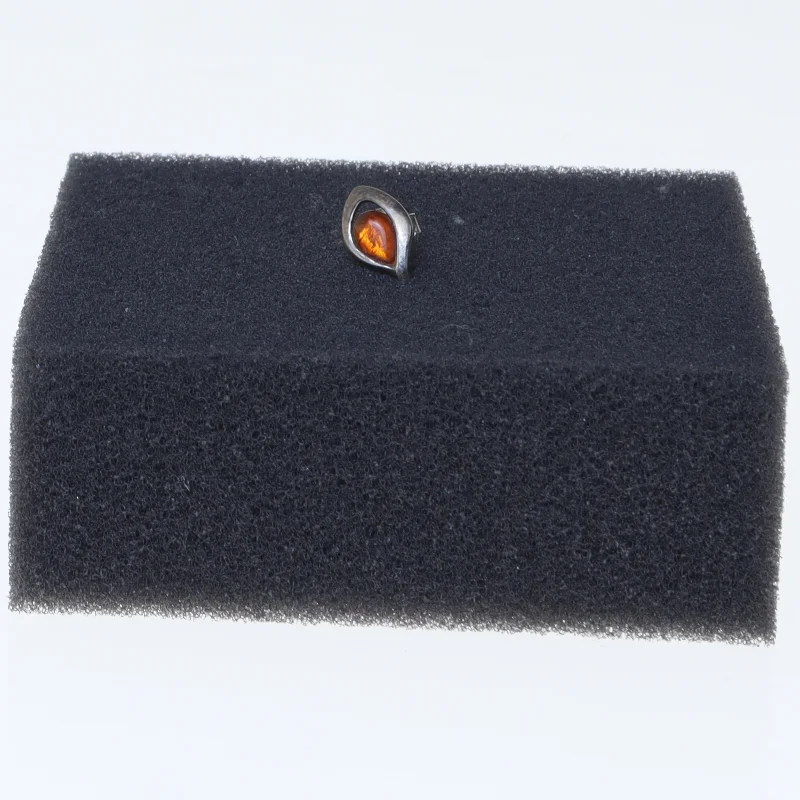 Ørering med rav (str. 1 cm)