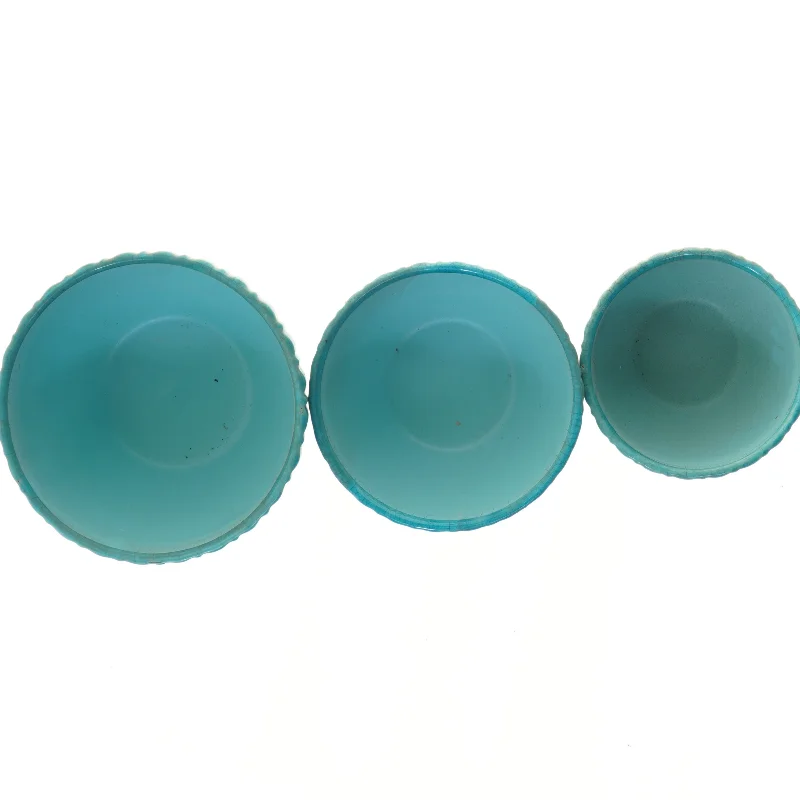 Sæt af tre blå skåle fra I. C. Lauvring (str. Ø 20-15 cm)