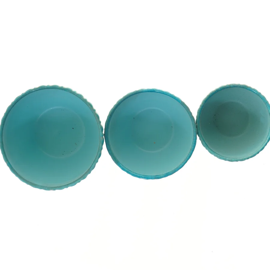 Sæt af tre blå skåle fra I. C. Lauvring (str. Ø 20-15 cm)