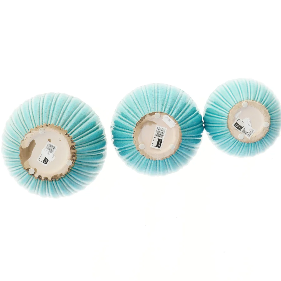 Sæt af tre blå skåle fra I. C. Lauvring (str. Ø 20-15 cm)