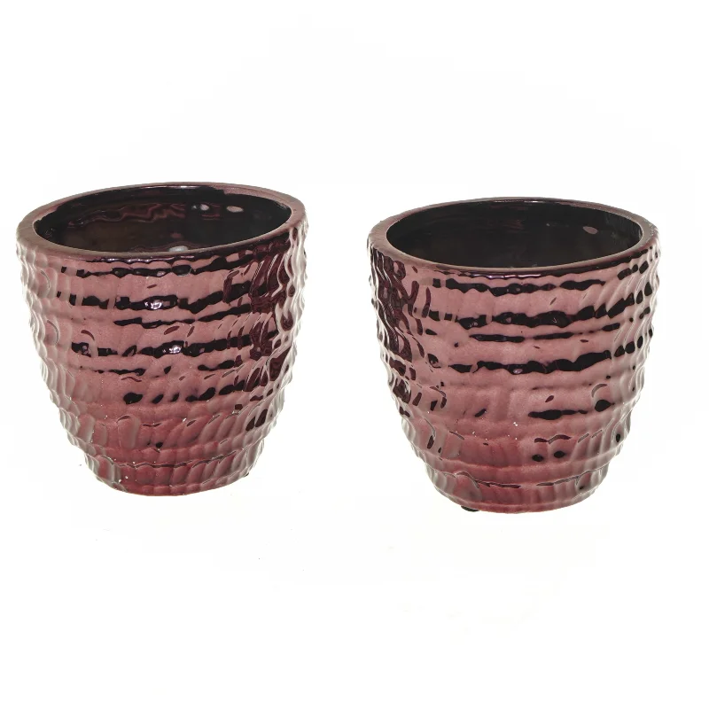 Lyserøde vaser fra I. C. Lauvring (str. 2 styk, 12x13,5 cm)