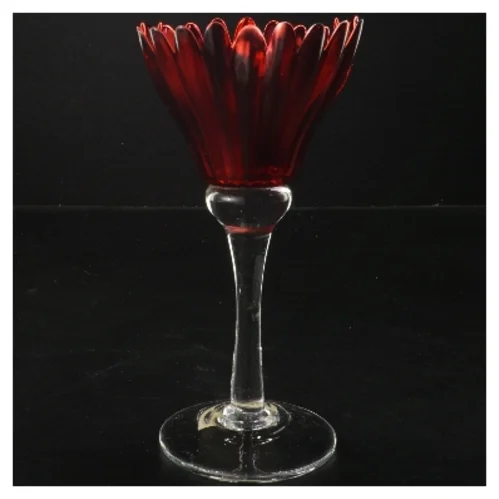 Rød glasvase på fod fra Krifon (str. 11x20 cm)