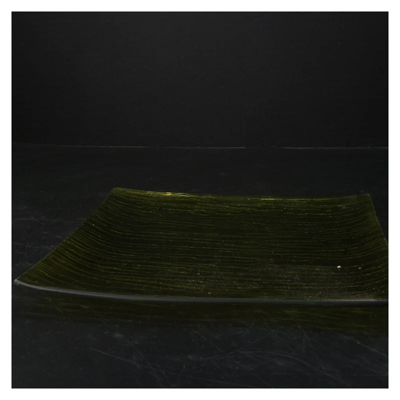 Grønt firkantet glasfad (str. 25x25 cm)