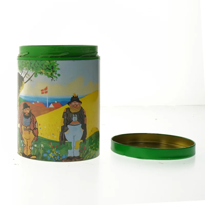 Tin container with Danish theme fra Irma (str. Ø. 11,5 cm. længde. 15 cm)