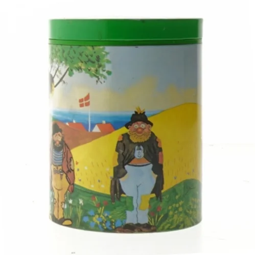 Tin container with Danish theme fra Irma (str. Ø. 11,5 cm. længde. 15 cm)