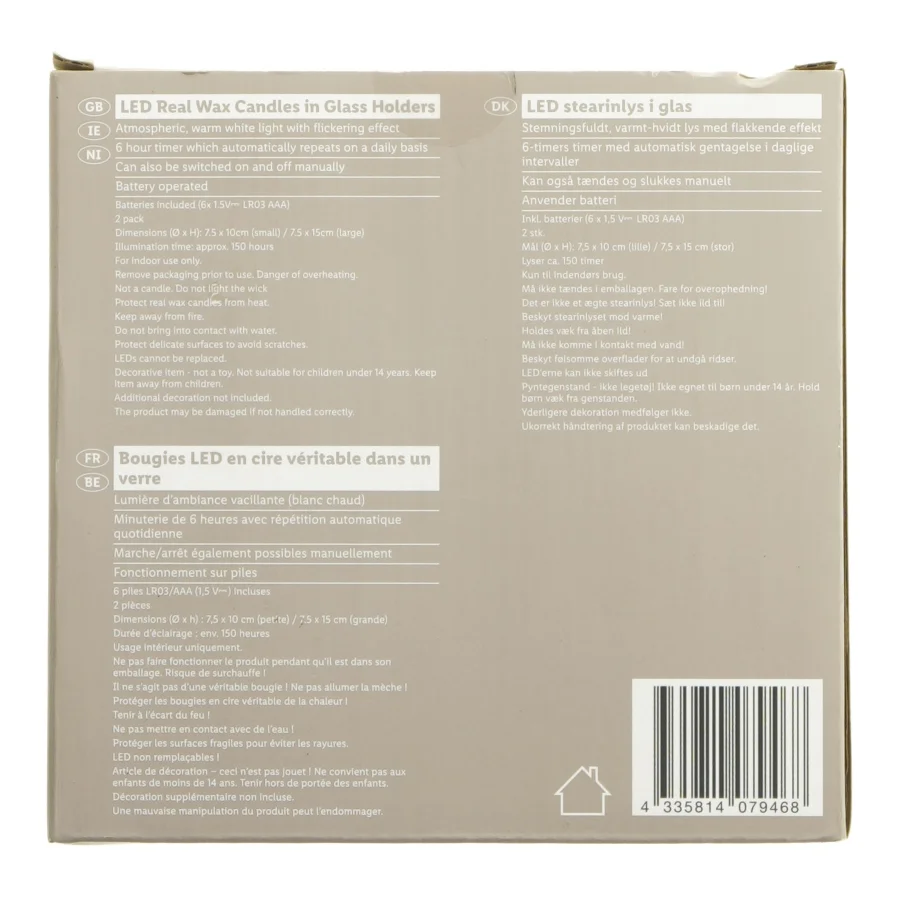 LED stearinlys i glas fra Livarno (str. Ø 7,5 cm højde 10 & 15 cm)
