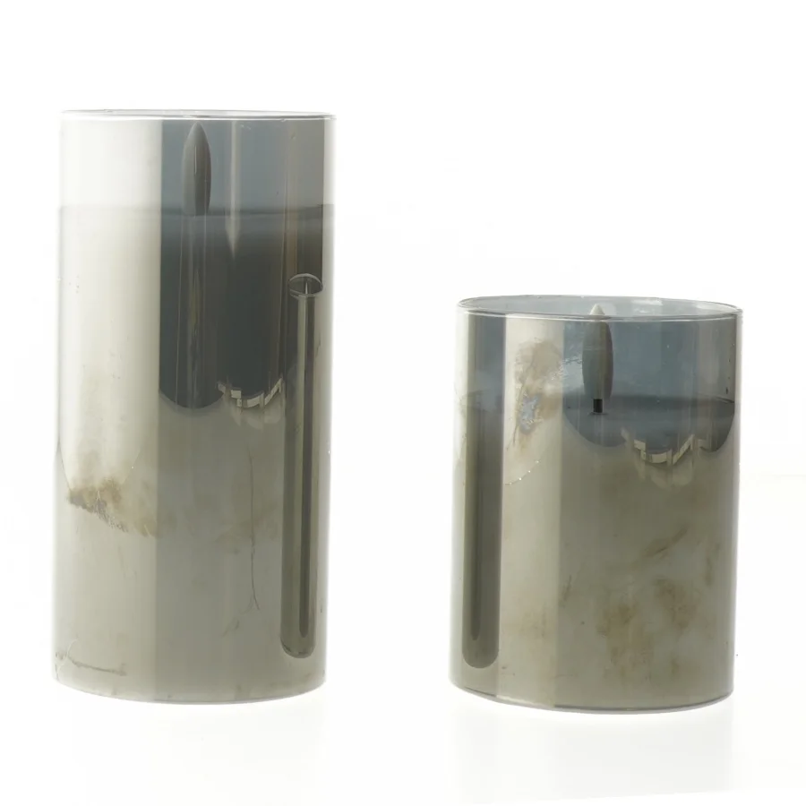 LED stearinlys i glas fra Livarno (str. Ø 7,5 cm højde 10 & 15 cm)