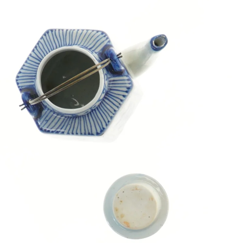 Keramisk tekande med blå mønstre (str. 13 cm)