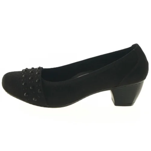 Sorte damesko med hæl og pynt fra Sprox (str. 37 )