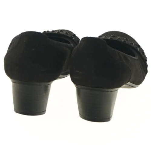 Sorte damesko med hæl og pynt fra Sprox (str. 37 )