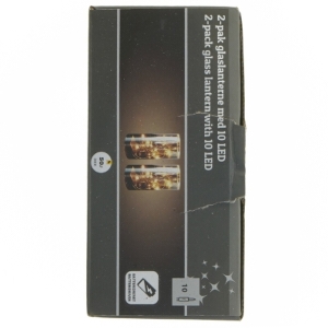 2-pak glaslanterne med LED fra Netto (str. 15 cm. 2 styk)