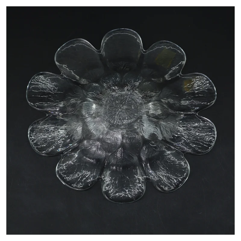 Glas skål med blomsterkant (str. 18,5 cm)