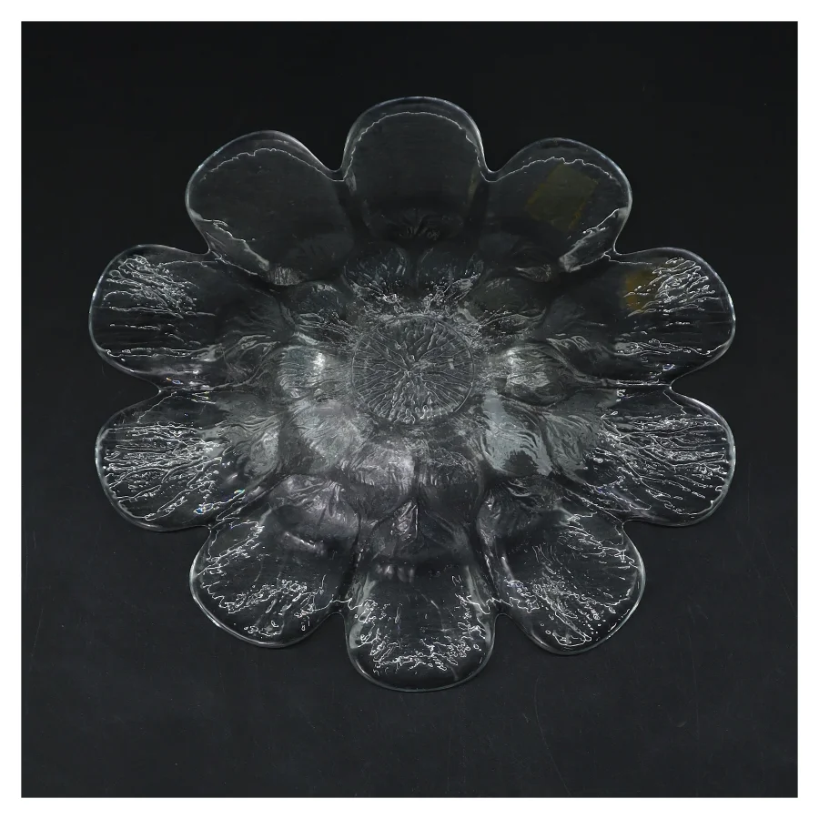 Glas skål med blomsterkant (str. 18,5 cm)