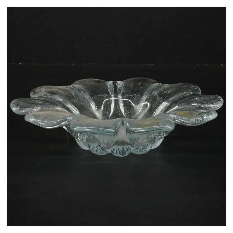 Glas skål med blomsterkant (str. 18,5 cm)
