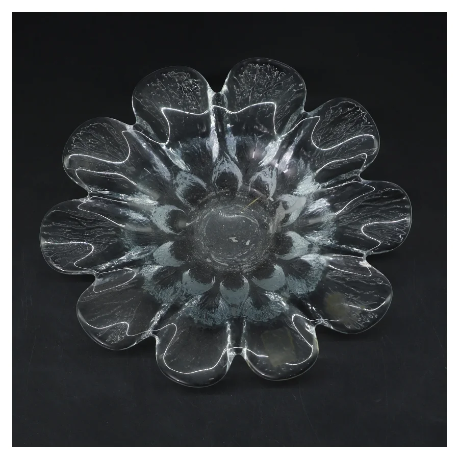 Glas skål med blomsterkant (str. 18,5 cm)