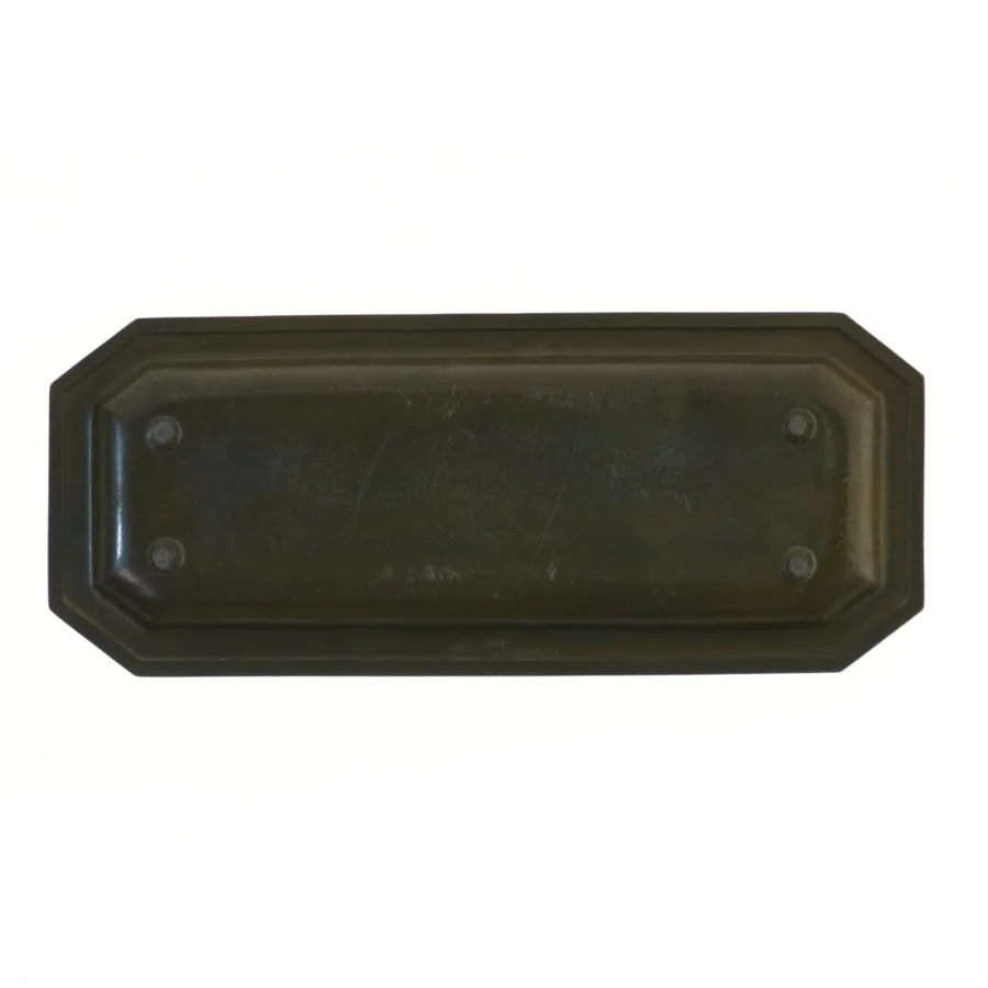 Sort bakke i discometal med kant (str. 11,5x27,5 cm)