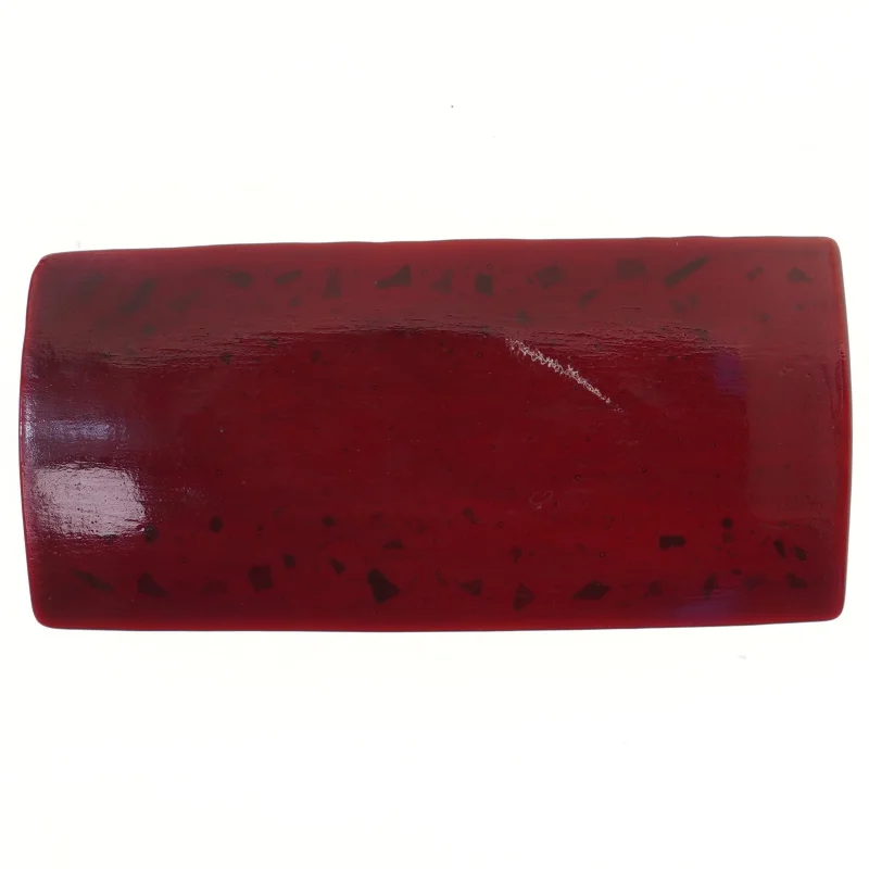 Rødt glasfad (str. 31,5x15 cm)