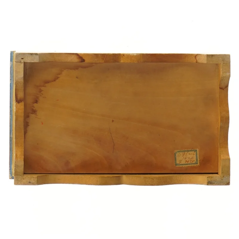 Dekorativ trææske med håndmalet motiv (str. 23,5x14 cm)