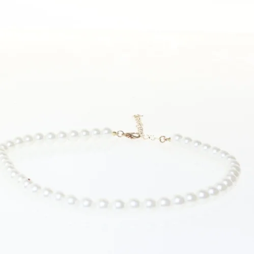 Perlehalskæde med justerbar kæde (str. 46 cm)