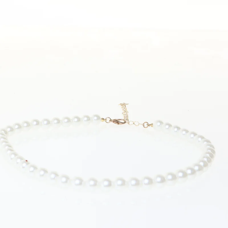 Perlehalskæde med justerbar kæde (str. 46 cm)