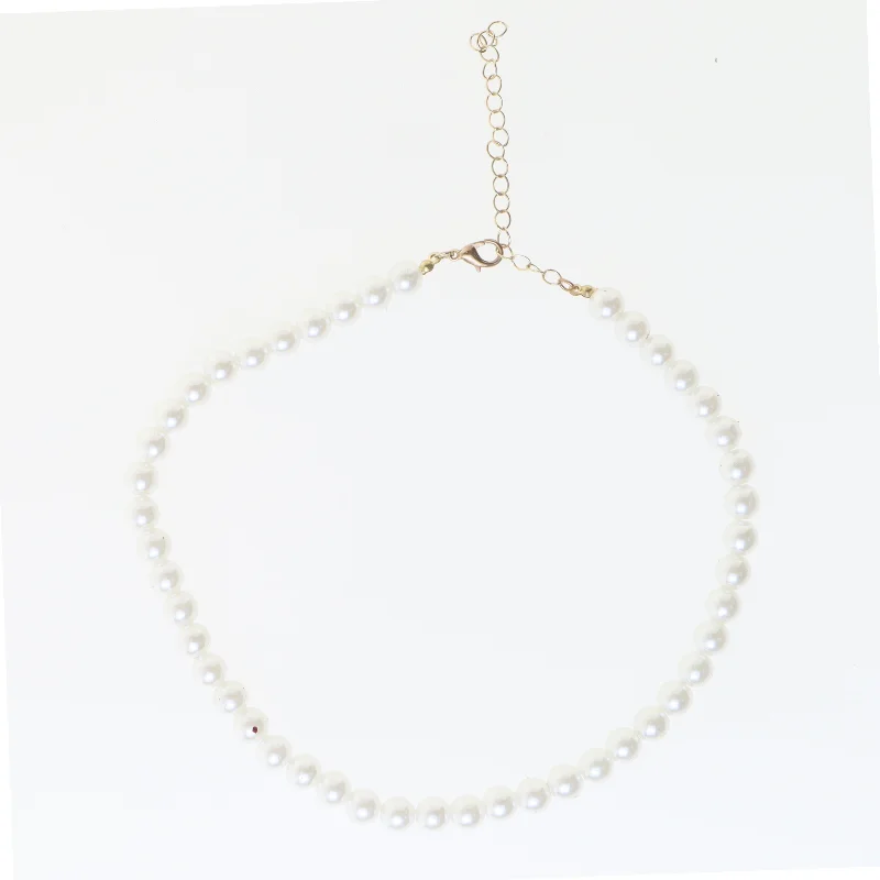 Perlehalskæde med justerbar kæde (str. 46 cm)