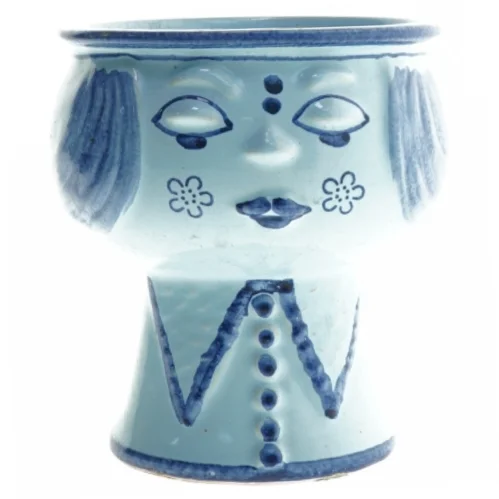 Keramisk vase med ansigtsmotiv (str. Ø 15x17 cm)