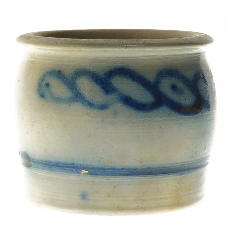 Keramisk vase med blå dekoration (str. Ø 13,5 cm)