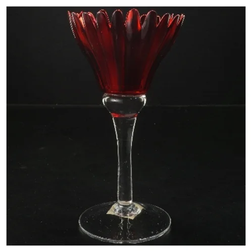 Rød glasvase på fod fra Krifon (str. 11x20 cm)