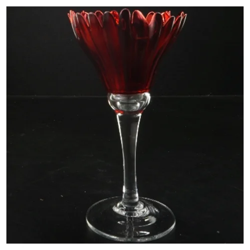 Rød blomstervase i glas fra Krifon (str. 11x20 cm)