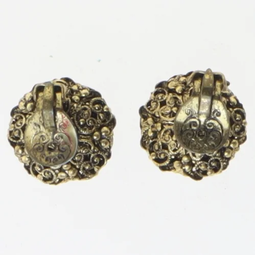 Blomsterformede øreringe med lilla og blå sten (str. Ø 2 cm)