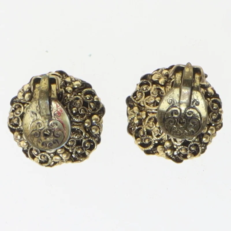 Blomsterformede øreringe med lilla og blå sten (str. Ø 2 cm)