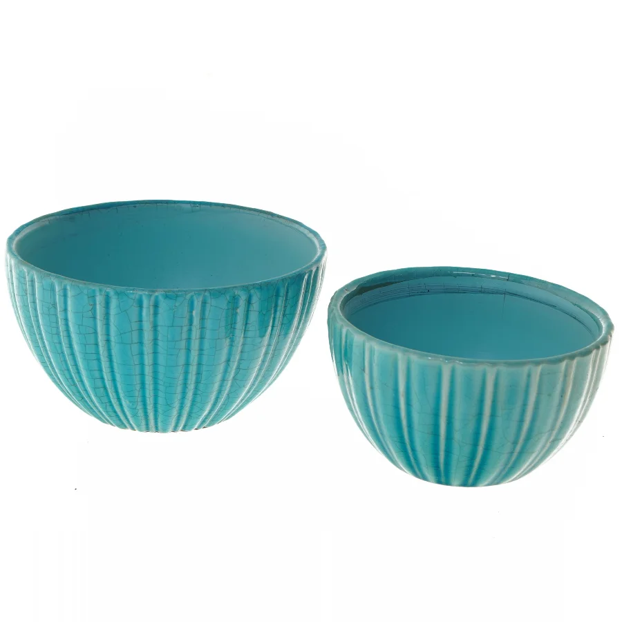 Sæt med to blå skåle (str. ø 18 og 15 cm)