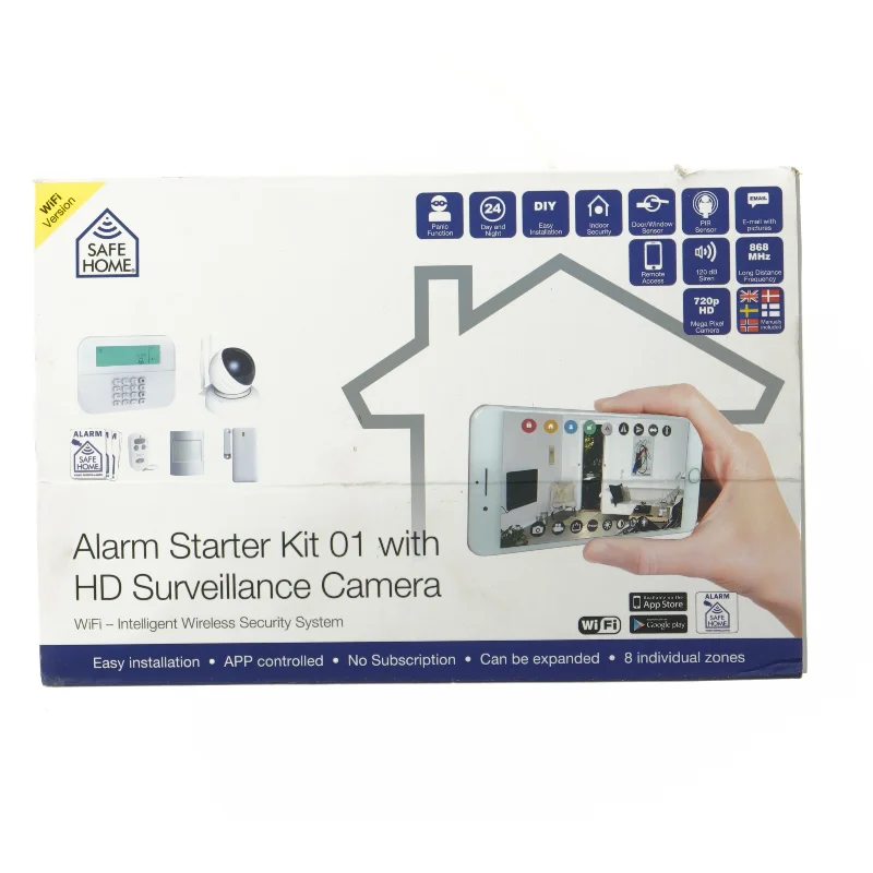 Alarm Starter Kit med overvågningskamera fra Safe Home