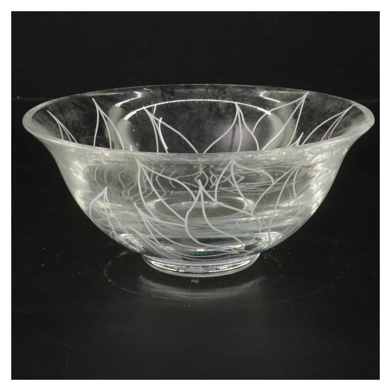 Glas skål med blomstermønster (str. Ø 16 cm)